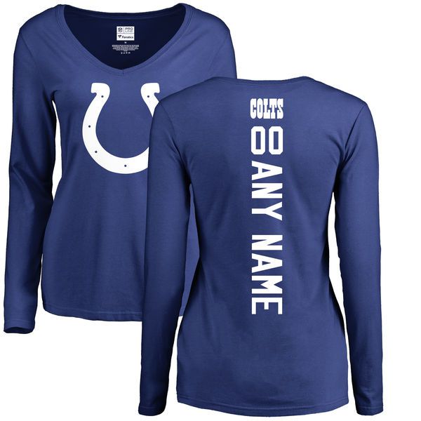 Women Indianapolis Colts NFL Pro Line Royal Custom Backer Slim Fit Long Sleeve T-Shirt